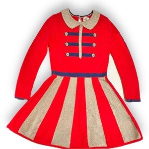 🎄🎁 Mini Boden Sparkle Knit Skater Nutcracker Dress Size 5-6Y 🎁🎄